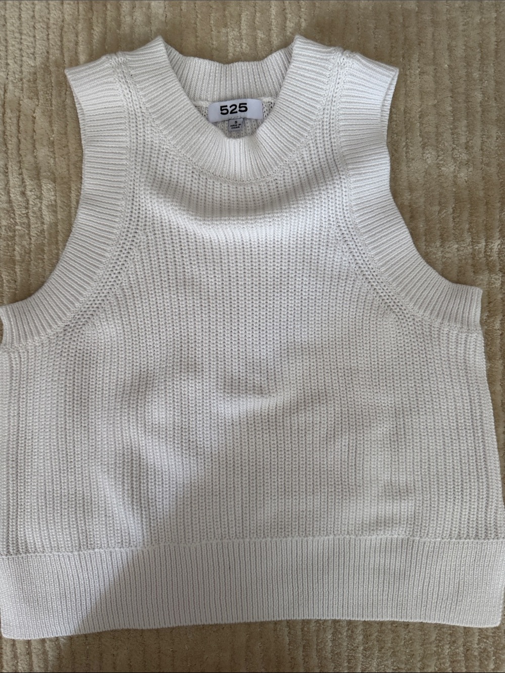 525 America White Knit Sleeveless Sweater Vest